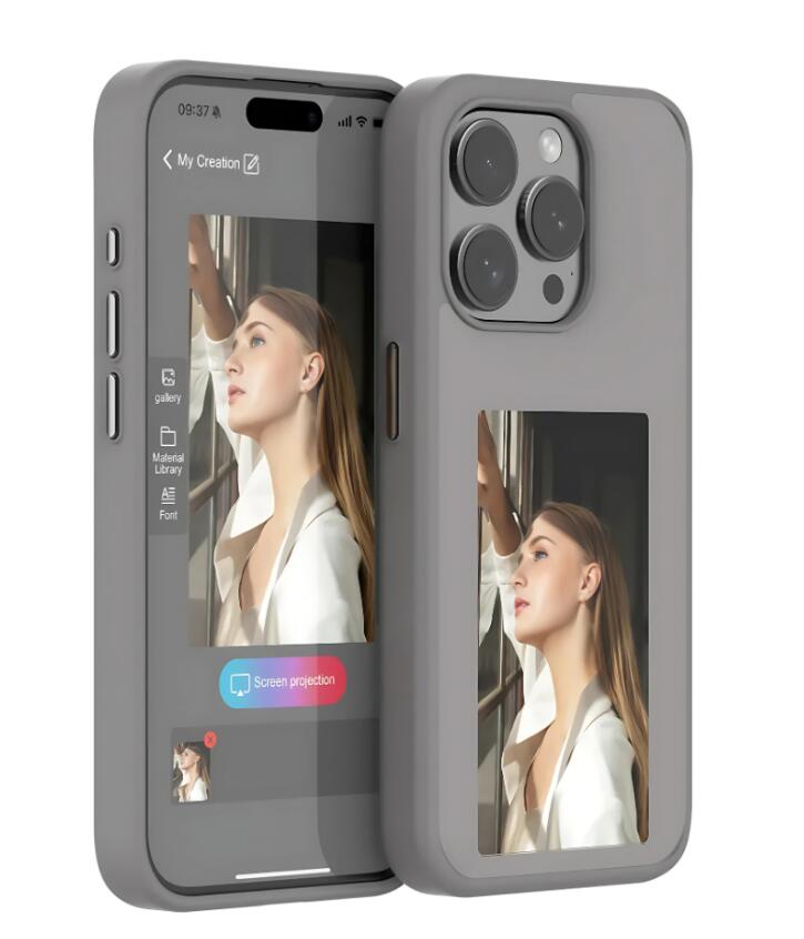 E-Ink phone case by Govee featuring sleek design and durable material, showcasing its slim profile and textured surface.