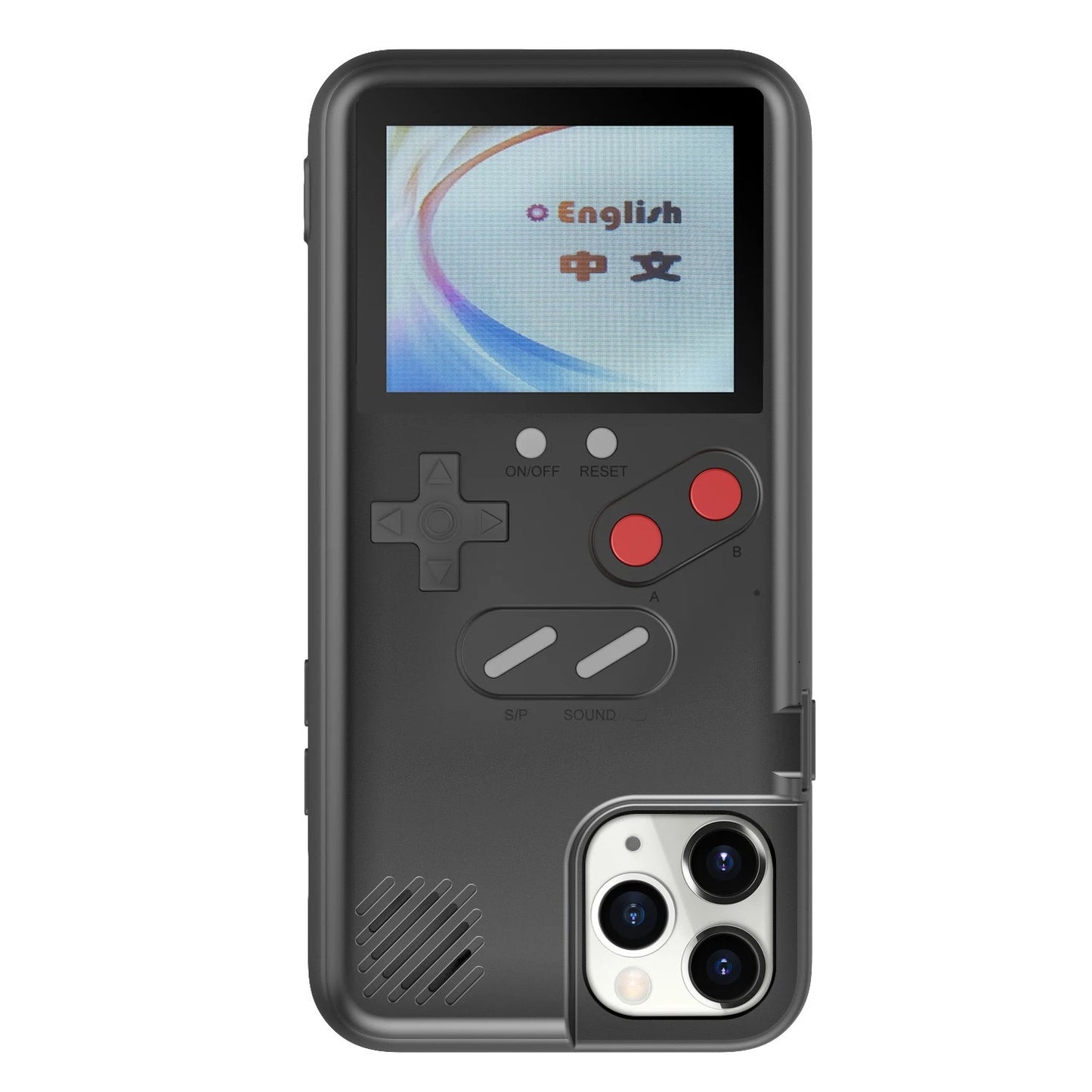 iPhone Nostalgia Gameboasy case featuring retro game controller design in vibrant colors, compatible with iPhone models.